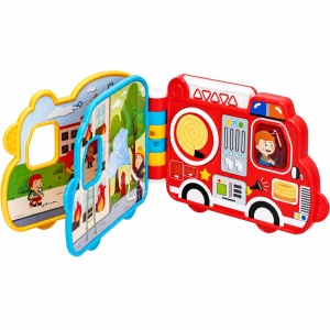 Carte interactiva muzicala pentru copii, vehicule de interventie, lumini, sunete si elemente mobile, 2+ ani - Img 2