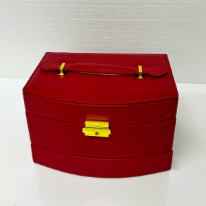 Caseta eleganta pentru accesorii si bijuterii, cu oglinda, tip servieta, Rosu