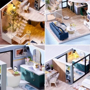 Casuta DIY miniatura moderna cu LED si music box, kit creativ premium 14+ ani - Img 6