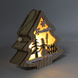 Casuta Fir in forma de bradut, cu luminite si design de iarna, CFL11