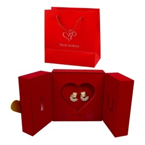 Cercei cu zirconiu in caseta de bijuterii romantica „Best Wishes”