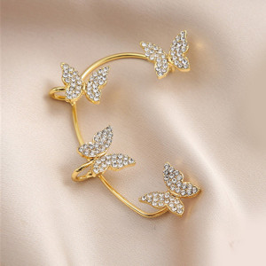 Cercel ear cuff pe toata urechea, Royal Butterflay auriu pentru urechea stanga