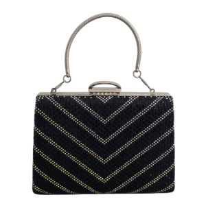 Clutch de umar SUN POP, cu strasuri multicolore, Negru - Img 7