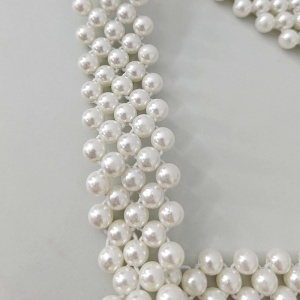 Curea dama, eleganta, din perle albe, Pearl Garden, accesoriu talie elastic ivory cu catarama cristale inima - Img 4