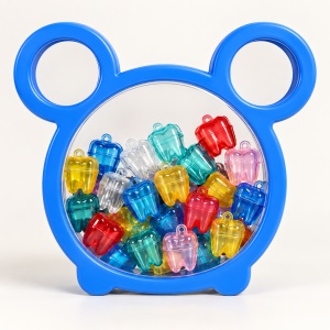 Cutie pentru pastrarea dintisorilor de lapte Bear, cu recipiente individuale colorate, albastru