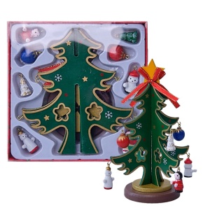 Decoratiune de Craciun, Cutie muzicala tip bradut cu globulete in miniatura, Verde - 25 x 11cm, Velve - Img 1