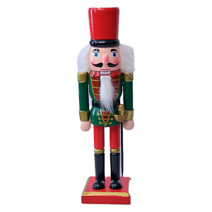 Decoratiune de Craciun, Spargatorul de Nuci imbracat in uniforma festiva, Soldat, Verde, 25cm