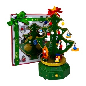 Decoratiune muzicala de Craciun, craft Do it Yourself, bradut si globulete in miniatura, 25 x 11 cm, Verde