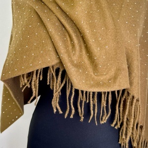 Esarfa Cashmere Sparkle, pentru femei, in cutie cadou, Maro caramel - Img 5