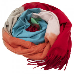 Esarfa Square Rainbow tip sal, din material gros cu casmir, in cutie cadou, 182x72 cm - Img 2