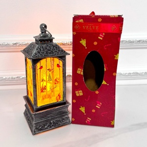 Felinar luminos decorativ Light and Magic, cu LED si peisaj de iarna, Cerb, Negru Antracit, 21X8X8 cm - Img 4