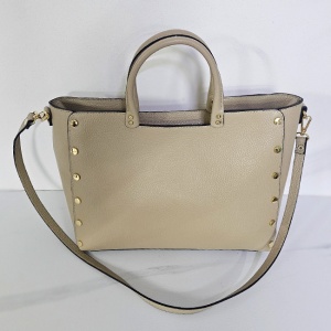 Geanta business, piele naturala, Prime Brief, cu detalii metalice aurii, Crem - Img 5