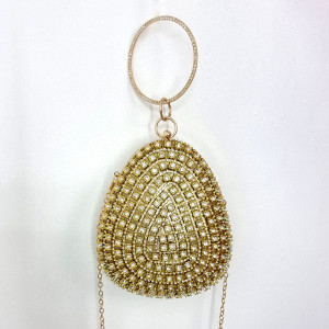 Geanta de ocazie, Glitter Drop, cu maner rotund fix si lant detasabil, Auriu1