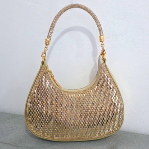 Geanta de seara FIZ HOBO, cu strass si toarta detasabila, AURIU - Img 4