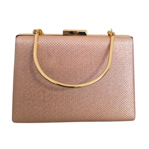Geanta de seara, SYLVI, tip clutch, cu lant detasabil auriu si piele ecologica, ROZE - Img 1