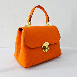 Geanta eleganta, Glamour Style, din piele naturala, business si curea detasabila, Orange - Img 5