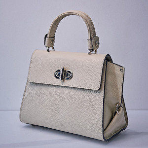Geanta eleganta, PoshPurse, din piele naturala, de tip business si inchidere laterala, Bej