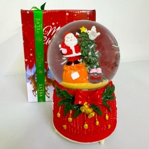 Glob muzical Santa Claus is Coming, efect realist de ninsoare si detalii tematice de Craciun, 16x10 cm - Img 5