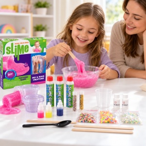 Kit complet pentru preparat slime DIY, lipici, coloranti, sclipici si decoratiuni, multicolor, 6+ ani - Img 3