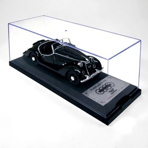 Macheta auto masina vintage Wanderer W25K Roadster 1936, model colectie 1:32 cu vitrina, negru - Img 7