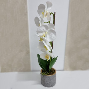 Orhidee cu aspect natural in ghiveci ceramic gri, 50 cm - Img 7