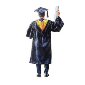 Ornament Decorativ din lemn "Absolvent cu roba, toca si diploma"