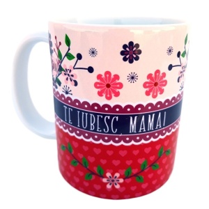 Cana ceramica, cu mesaj " Te iubesc mama!