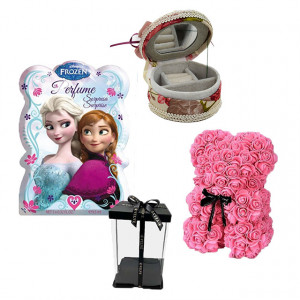 Pachet Childes, ursulet din spuma,  cutiuta pentru bijuterii, Set Disney Frozen, Eau de Toilette 9,5 ml, Tatoo si Semn de carte 