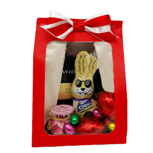 Pachet HappyEaster, Cafea Davidoff Fine Aroma, whisky Baileys’, lumanare parfumata cu mireasma de rose, iepuras milka oreo si 11 ousoare de ciocolata        