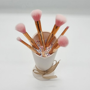 Pachet suport ceramic Bow, alb, cu set pensule incluse