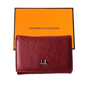 Portofel dama Leather Collections din piele naturala, in cutie orange, 10x13 cm, Rosu - Img 1