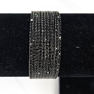 Set bratari elastice With Sparks, cu cristale artizanale, Negru/Argintiu