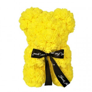 Set cadou fete, Ursulet floral din spuma 25 cm si Parfum She 100 ml