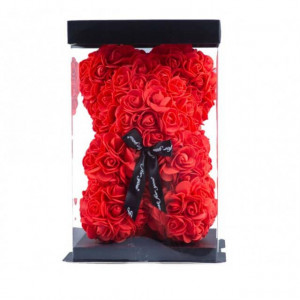 Set cadou fete, Ursulet floral din spuma 25 cm si Parfum Desire 100ml