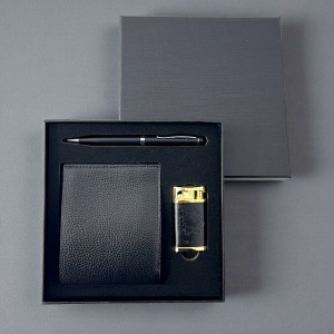 Set cadou pentru barbati, cu portofel din piele ecologica, pix elegant si bricheta, in cutie eleganta - Img 5