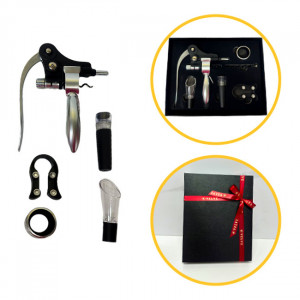 Set cadou pentru barbati VLV, cutie cu 6 accesorii pentru vin, Negru2