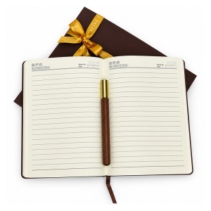 Set Celestial cu agenda vintage din piele ecologica si pix, design Soare si fazele Lunii, in cutie eleganta - Img 3