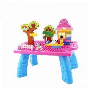 Set constructie copii cu masuta Girl Dream 100 piese, jucarie educativa 3+ ani - Img 2