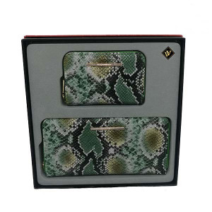 Set de 2 portofele cu imprimeu snake, verde