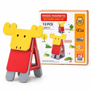Set de constructie magnetic My First, figurina cerb, 12 piese, multicolor, 3+ ani
