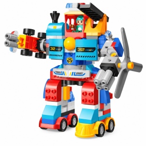Set de constructie Robot transformabil cu vehicule, 172 piese, multicolor, 3 ani+