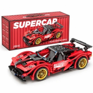 Set de constructie Supercar rosu, 482 piese, mecanism pull-back, scara 1:18, 6 ani+ - Img 2