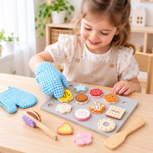 Set de patiserie din lemn Bake Cookies, 29 piese, tava, biscuiti si accesorii, multicolor, 3 ani+ - Img 2