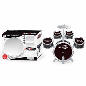 Set de tobe pentru copii Jazz Drum, 5 tobe si cinele, negru, 3+ ani - Img 2
