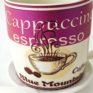 Set pentru cafea sau ceai Espresso, 350ml, cu cana imprimata, lingurita si farfurie asortata, in cutie eleganta 2