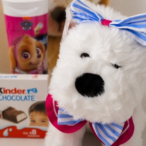 Set pentru fete Joy Pack, catelus de plus, gel de dus 2in1 Paw Patrol si ciocolata Kinder - Img 2