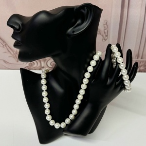 Set Pearls , colier si bratara din perle, Alb