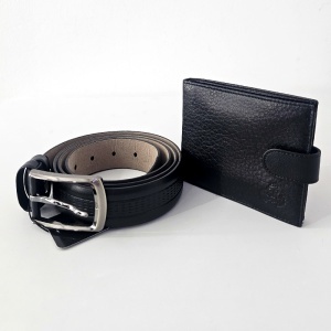 Set premium pentru barbati Regalo Reale, portofel și curea din piele, negru, in cutie eleganta - Img 6
