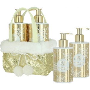 Set cadou Vivian Gray Golden Glitter in cosulet textil, Unisex, Sapun lichid, 250 ml, Crema de maini, 250 ml