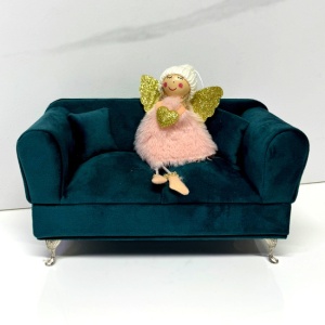 Suport bijuterii sub forma de mobilier, Canapea, Turcoaz, 24x13cm